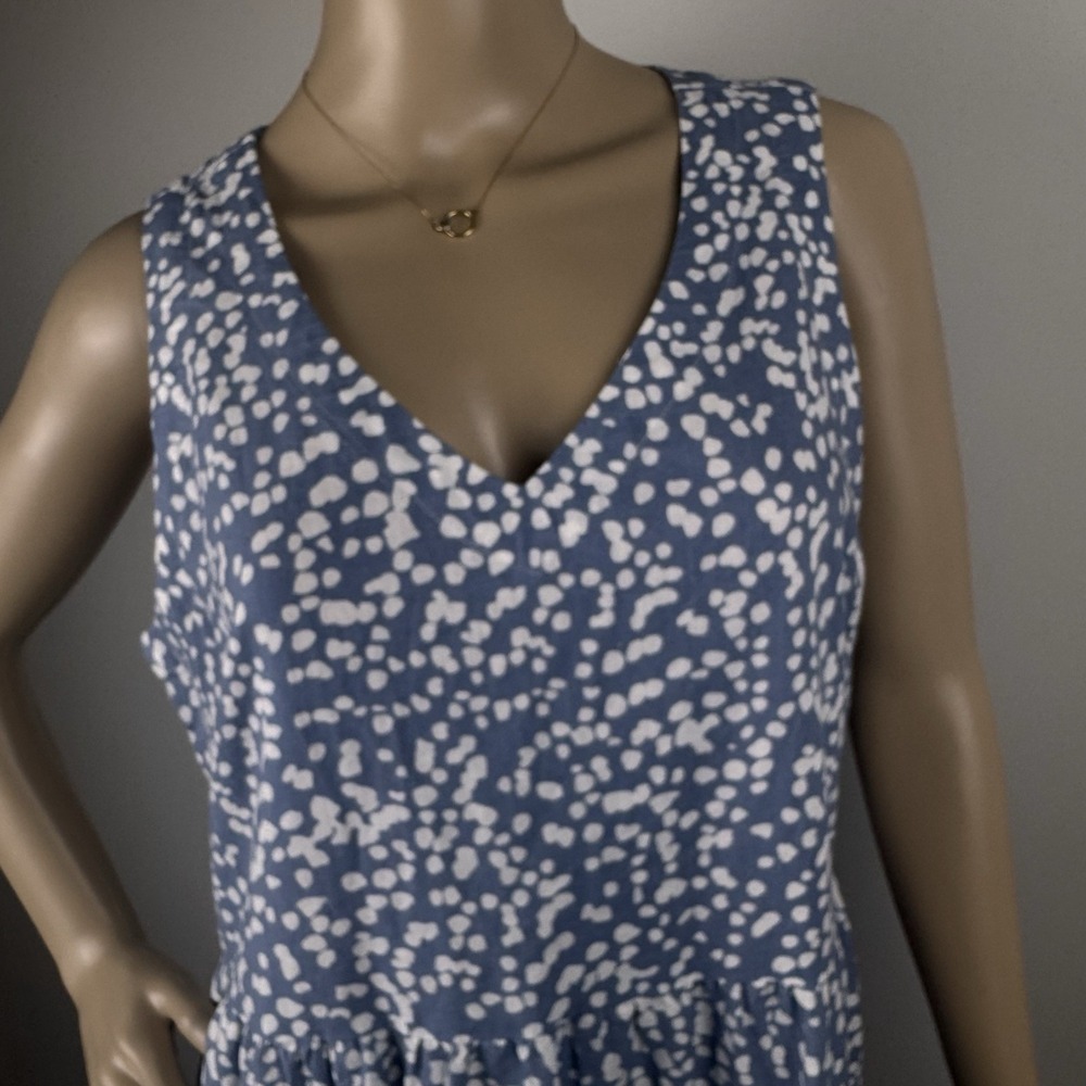 Matty M Tiered Linen Blend Cottagecore Lagenlook Loose Dress Women's Sz M Blue - Picture 3 of 16